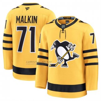 Camiseta Hockey Pittsburgh Penguins Evgeni Malkin Alterno Premium Amarillo