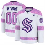 Camiseta Hockey Seattle Kraken 2024 Fights Cancer Personalizada Blanco