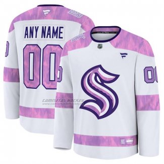 Camiseta Hockey Seattle Kraken 2024 Fights Cancer Personalizada Blanco