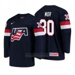 Camiseta USA Team Jonathan Mor 2018 Iihf World Championship Jugador Azul